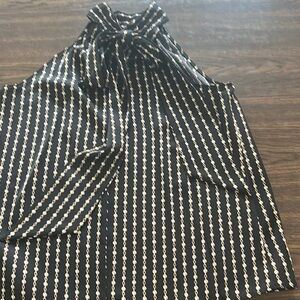 Black and White Striped Sleeveless Blouse